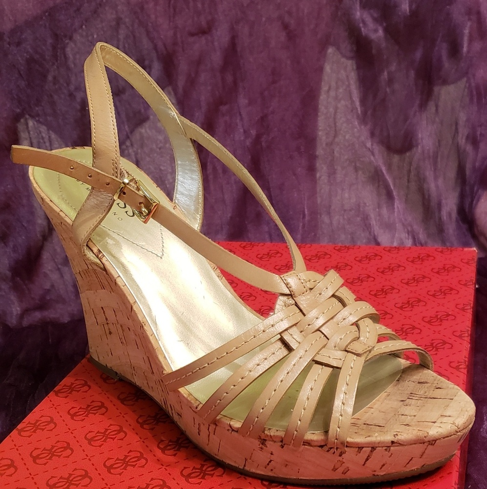 GUESS Leather Wedges Tan (size 8.5M)